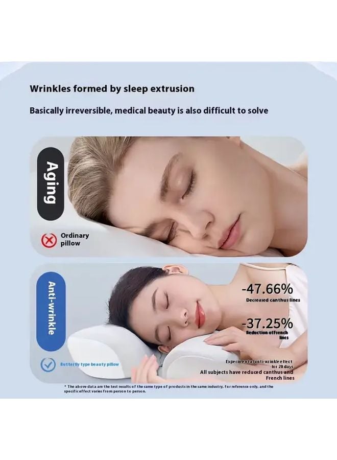 Sky Blue Memory Foam Pillow Butterfly Design Neck Support for Side Sleepers - Image 2
